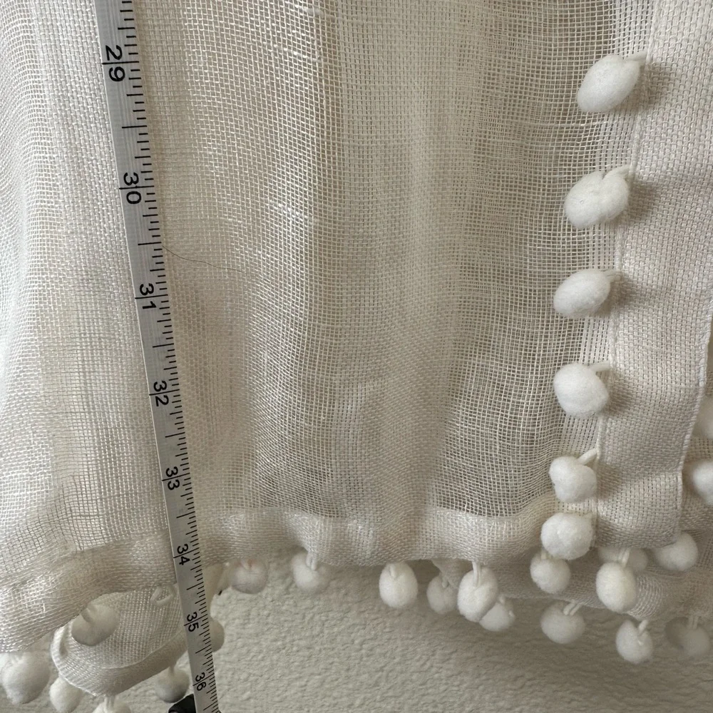 🆕Elegant White Pom-Pom Swim Cover-Up 100% linen - Picture 5 of 13